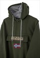 VINTAGE NAPAPIJRI GEOGRAPHIC HOODIE FLEECE IN GREEN M