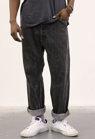 LEVI'S VINTAGE GREY DENIM PAINT 501 JEANS