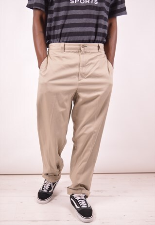 TOMMY HILFIGER MENS VINTAGE TROUSERS W34 L32 KHAKI 90S