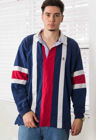 VINTAGE TOMMY HILFIGER RUGBY SHIRT LOGO 90S XL 25.8