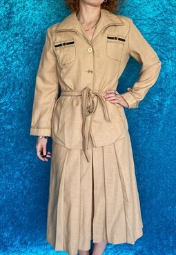 Vintage 70s Linen Skirt and Jacket Co-Ordinates 