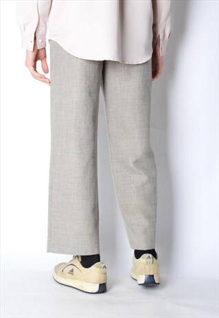 VINTAGE 80S UNISEX BEIGE LINEN BLEND PANTS