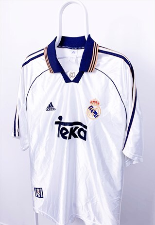 VINTAGE REAL MADRID 1998-2000 FOOTBALL SHIRT EURO ADIDAS XL