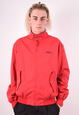 LONSDALE MENS VINTAGE HARRINGTON JACKET LARGE RED 90S