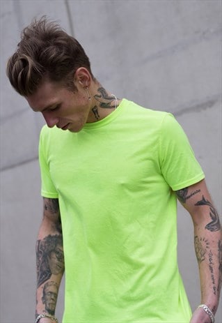 ESSENTIAL BLANK T-SHIRT - SAFETY NEON GREEN YELLOW