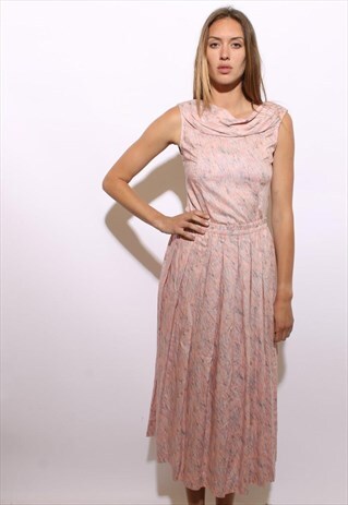VINTAGE 1980'S 80'S 2-PIECE OUTFIT DRESS SKIRT TOP SUIT XS-S