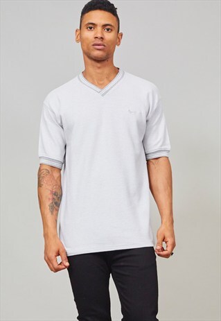 VINTAGE 80'S OVERSIZED MARL GREY RIBBED NIKE T-SHIRT