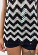 VINTAGE 90S BLACK AND WHITE SEQUINS TOP 