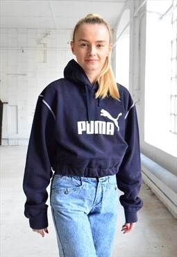 Reworked Vintage Puma Cropped Sweatshirt 90s.