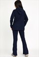 NAVY SOFT BRUSHED RIBBED HOODIE & FLARE TROUSER CO ORD