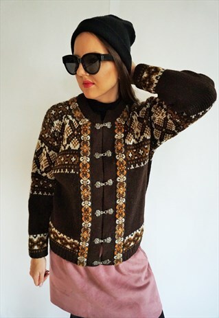 VINTAGE NORWEGIAN SWEATER JUMPER CARDIGAN WOOL PULLOVER