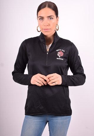 NIKE WOMENS VINTAGE PULLOVER TRACKSUIT TOP MEDIUM BLACK 90'S