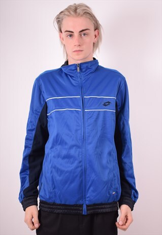LOTTO MENS VINTAGE TRACKSUIT TOP JACKET XL BLUE 90S