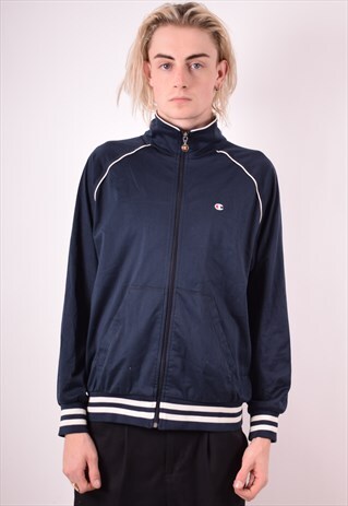 CHAMPION MENS VINTAGE TRACKSUIT TOP JACKET MEDIUM BLUE 90S