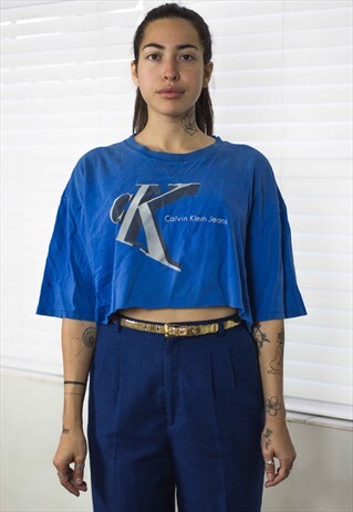 VINTAGE CK CALVIN KLEIN CROP TOP REWORKED LOGO 90S X 5.4