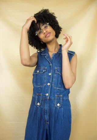 DENIM SLEEVELESS JUMPSUIT