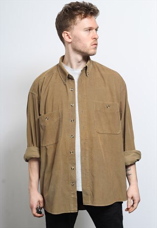 VINTAGE CORDUROY CORD SHIRT BROWN