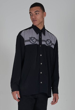 VINTAGE 90S RARE VERSACE EAGLE BLACK SHIRT