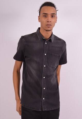 VINTAGE DENIM SHIRT SHORT SLEEVE BLACK