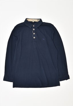Vintage Burberry Polo Shirt Long Sleeve Navy Blue