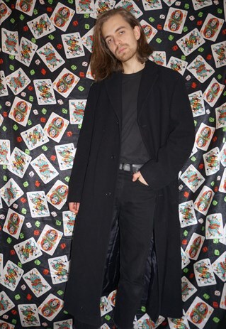 VINTAGE 80'S LONG BLACK WOOL COAT