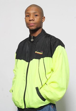VINTAGE DIADORA LOGO TRACK TOP JACKET GREEN