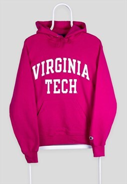 Vintage Champion Pink Hoodie Virginia Tech USA College M