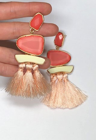 PINK TASSEL DROP EARRINGS