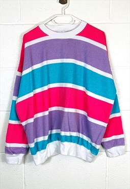 Vintage Sweatshirt Pink, Purple and Blue Striped