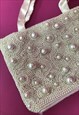 SHOULDER BAG IVORY WHITE FAUX PEARL SATIN BRIDAL