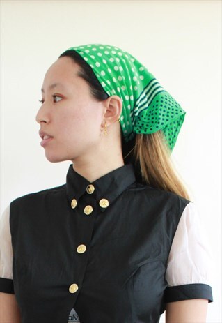 GREEN POLKA DOT BANDANA SCARF