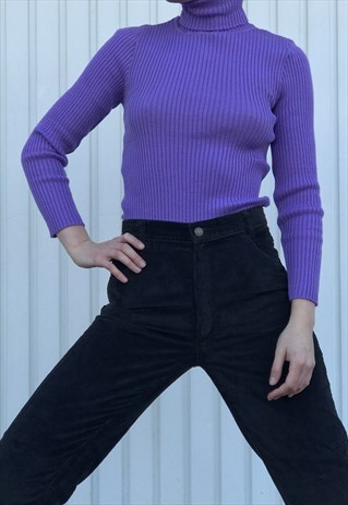 90S ROMANIAN KNIT PURPLE TOP