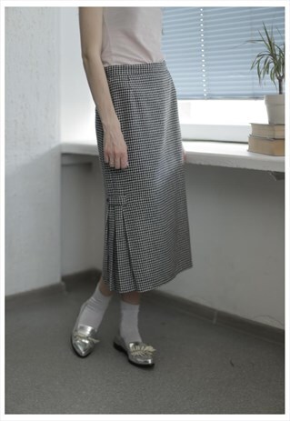 VINTAGE 60'S MIDI BLACK/WHITE HIGH WAISTED SKIRT