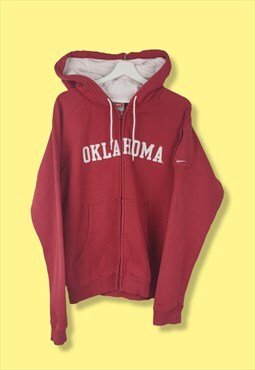 Vintage Nike Y2K Hoodie Sweatshirt Oklahoma in Red S