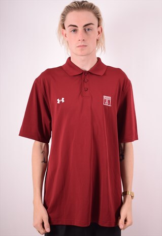 UNDER ARMOUR MENS VINTAGE POLO SHIRT LARGE MAROON 90S