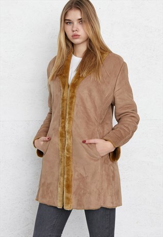 VINTAGE LIGHT BROWN SHEARLING COAT