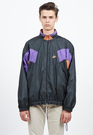 VINTAGE BLACK PURPLE NIKE ZIP TRACK JACKET