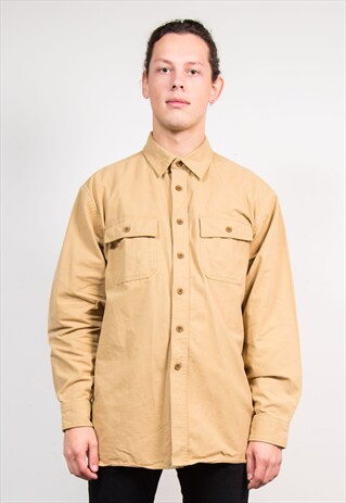 VINTAGE 90'S BEIGE THICK FLANNEL SHIRT