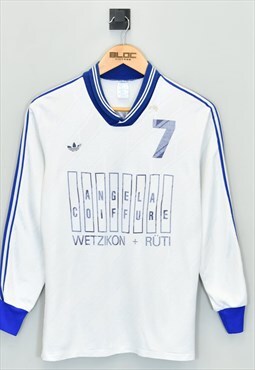 Vintage 1980's Adidas Football Shirt White XSmall