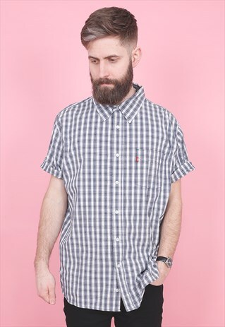 VINTAGE LEVI'S SHORT SLEEVED CHECK SHIRT /R8348