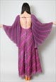 70'S VINTAGE PUSTZA LADIES PINK FLUTED SLEEVE MAXI DRESS 