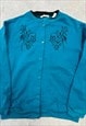 VINTAGE CARDIGAN EMBROIDERED FLOWERS PATTERNED SWEATER