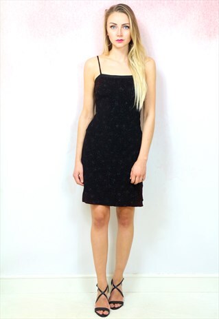 1990S VINTAGE DARK OXBLOOD COLOURED GLITTER CAMI DRESS