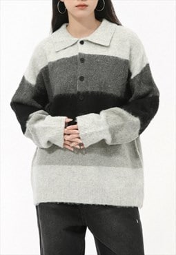 Women's Thick striped vintage POLO sweater AW24 Vol.1