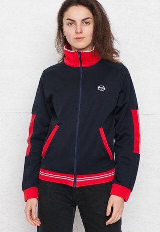 VINTAGE BLUE RED SERGIO TACCHINI ZIP TRACK JACKET