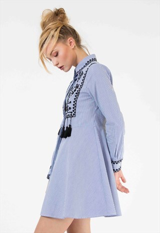 CAROLINE SHIRT DRESS BLUE STRIPES