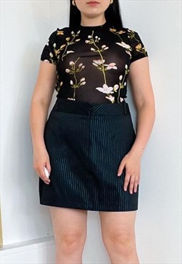 2000s Black Pinstripe Mini Skirt