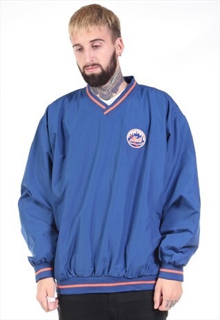 VINTAGE NEW YORK METS PULL OVER WINDBREAKER