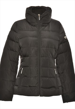 VINTAGE BLACK ZIP-FRONT CALVIN KLEIN PUFFER JACKET - S