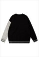 COLOR BLOCK CARDIGAN BUTTON UP KNITWEAR JUMPER IN BLACK